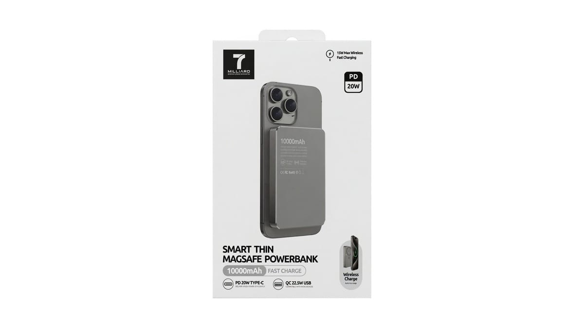 Внешний аккумулятор 7MILLIARD Smart Thin MagSafe 10000mAh (PD 20W) — серый / оранжевый